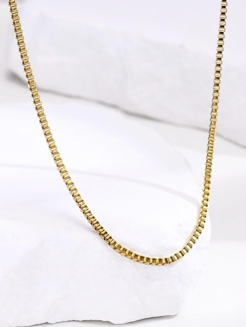 NIB 14K Solid Gold Box Link Chain 18" Classic Necklace 1.1mm Width